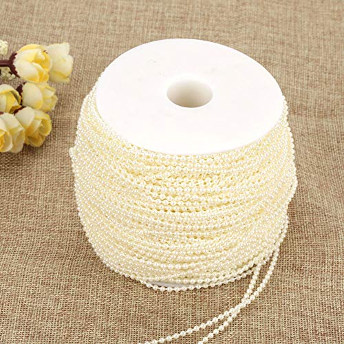 Elgnaura Hochzeitsfeier Dekoration String, Faux Pearl Perlen Girlande 100m / Roll mit Imitation Perlendrahtperlen 2,5 mm (Beige) von ElgnAura
