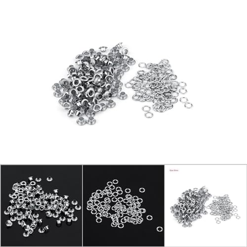 Elgnaura -Ösen für Lederfahrzeuge, 100pcs 5 mm Metall -Jungtiere für DIY -Projekte, schön für Schuhe, Taschen und Kartendekoration (Silber) von ElgnAura