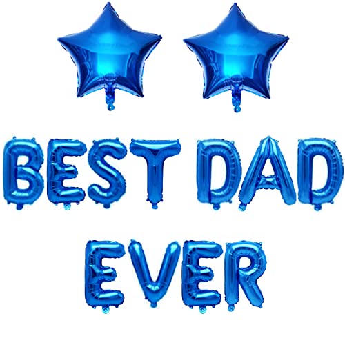 Best Dad Ever Luftballons Banner mit Sternballons, Vatertag Party Dekorationen Hängende Folie Goldene Ballons Buchstabe Blau Best Dad Ever Luftballons Banner mit Sternballons, Vatertag Party Dekorationen Hängende Folie Goldene Ballons Buchstabe Blau von Elicola