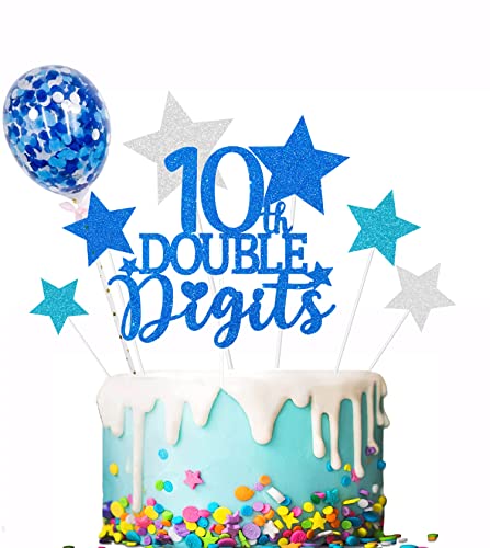 Elicola Doppelstelliger Tortenaufsatz zum 10. Geburtstag, glitzernd, königliche Kuchendekoration, Dekorationen für Jungen und Mädchen, 10. Geburtstag, Kuchendekorationen Elicola Doppelstelliger Tortenaufsatz zum 10. Geburtstag, glitzernd, königliche Kuchendekoration, Dekorationen für Jungen und Mädchen, 10. Geburtstag, Kuchendekorationen von Elicola