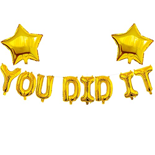 Elicola You Did It Ballonbanner mit Sternen für Abschlussfeier - Gold, 1 Stück, Unisex, für Absolventen und Freunde und Familie Elicola You Did It Ballonbanner mit Sternen für Abschlussfeier - Gold, 1 Stück, Unisex, für Absolventen und Freunde und Familie von Elicola