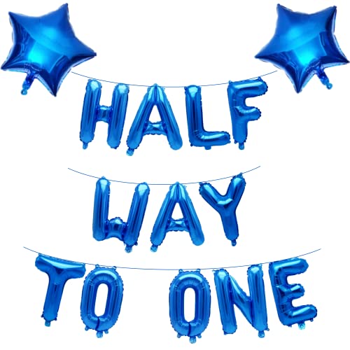 Half Way To One Banner, blaue Babyparty-Dekoration, Luftballons, ideal für Babyparty-Zubehör von Elicola