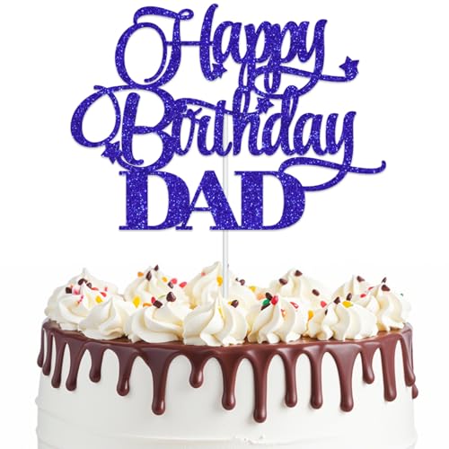 Tortenaufsatz-Set "Happy Birthday Daddy", glitzernd, blau, Kuchendekorationen für Vatertag, Großvater, Vater, beste Papa, Party-Kuchendekoration, 7 Stück Tortenaufsatz-Set "Happy Birthday Daddy", glitzernd, blau, Kuchendekorationen für Vatertag, Großvater, Vater, beste Papa, Party-Kuchendekoration, 7 Stück von Elicola