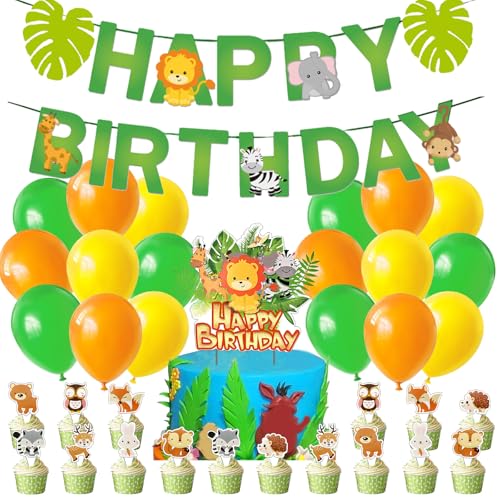 36-teiliges Löwen-Party-Dekorationsset, Löwen-Geburtstagsballon-Dekoration, Happy Birthday-Banner, Latex-Ballon-Banner, Kuchendekoration für Geburtstagsparty-Zubehör 36-teiliges Löwen-Party-Dekorationsset, Löwen-Geburtstagsballon-Dekoration, Happy Birthday-Banner, Latex-Ballon-Banner, Kuchendekoration für Geburtstagsparty-Zubehör von Elie&Eason