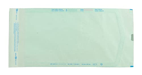 Eline - Selbstversiegelnde Beutel für die Dampfsterilisation oder ETO, aus Papier und Medizinischer Folie, Doppelseitiger Klebestreifen, Außen-/Innenmaße in mm: 140x250/118x235, 1600 Stk (8x200) von GIMA