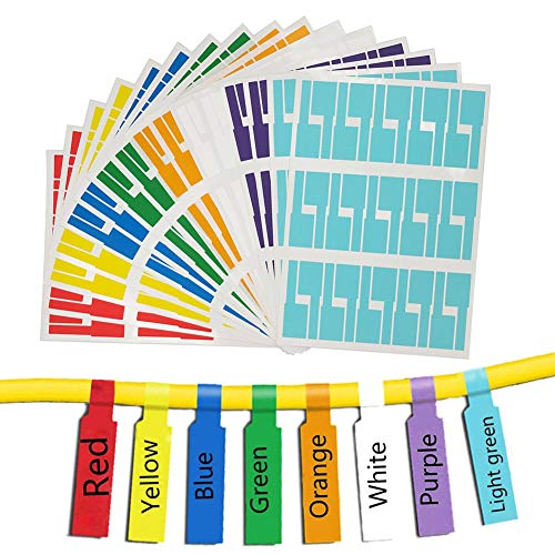 Kabelmarkierer,Kabel Beschriftung Beschriften,8 Farben 16 Blatt 480er Labels Wasserdich Selbstklebend Kabelbeschriftung Kabeletiketten Etiketten Reißfest Universal-Aufkleber von Elion