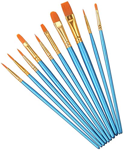 Elisel Pinsel-Set, 10-teilig, Nylon-Pinsel für Acrylmalerei für Acryl, Öl, Aquarell, Gesicht, Nagelkunst, Miniatur-Detailing und Steinmalerei (blau) von Elisel
