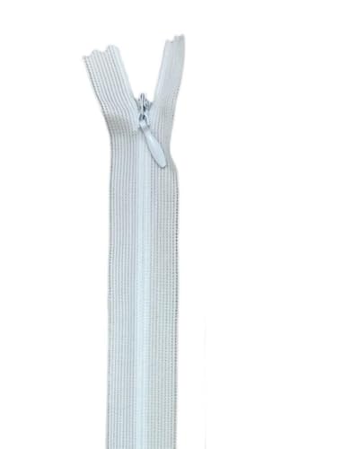 EliteKoopers 20 cm verdeckter, unsichtbarer Reißverschluss, Nylon, geschlossenes Ende, Reißverschluss zum Nähen von Kleidern, Röcken, Oberteilen und Bastelarbeiten (weiß) von EliteKoopers