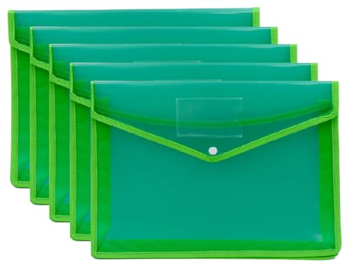 EliteKoopers Dokumententasche aus Kunststoff, für Schule, Uni, Büro, Zuhause, große Kapazität, geeignet für A4-Größe, Grün, 5 Stück EliteKoopers Dokumententasche aus Kunststoff, für Schule, Uni, Büro, Zuhause, große Kapazität, geeignet für A4-Größe, Grün, 5 Stück von EliteKoopers