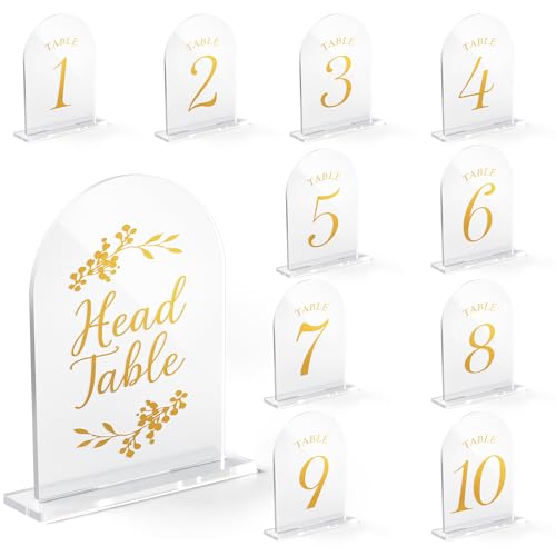 Hochzeitstischnummern 1–10, elegante Acryl-Tischnummernschilder für Empfang, goldene Tischnummernständer für Jahrestag, Veranstaltung und Party-Dekoration Hochzeitstischnummern 1–10, elegante Acryl-Tischnummernschilder für Empfang, goldene Tischnummernständer für Jahrestag, Veranstaltung und Party-Dekoration von EliteSign