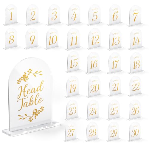 Hochzeitstischnummern 1–30, elegante Acryl-Tischnummernschilder für Empfang, goldene Tischnummernständer für Jahrestag, Veranstaltung und Partydekoration Hochzeitstischnummern 1–30, elegante Acryl-Tischnummernschilder für Empfang, goldene Tischnummernständer für Jahrestag, Veranstaltung und Partydekoration von EliteSign
