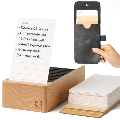 To-Do-Listenplaner mit Ständer aus Buche, undatierter Tagesplaner, Checkliste, Notizblock, 150 wiederverwendbare Aufgabenkarten für die Arbeit, ADHS-Bürozubehör mit tragbarem Kartenaufbewahrungshalter To-Do-Listenplaner mit Ständer aus Buche, undatierter Tagesplaner, Checkliste, Notizblock, 150 wiederverwendbare Aufgabenkarten für die Arbeit, ADHS-Bürozubehör mit tragbarem Kartenaufbewahrungshalter von EliteSign