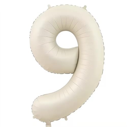 Elizakumi Cremeweiß Nummer 9 Luftballon Zahl 9th Birthday Für Fraue Jungen Männer Mädchen, Geburtstag Helium FolienBallon Zahlenballon 9 Cremeweiß / 40 Zoll von Elizakumi