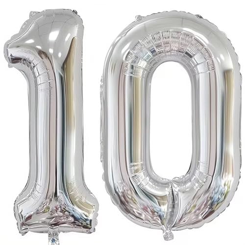 Elizakumi Silber Nummer 10 Luftballon Zahl 10th Ballon Zahl Für Fraue Jungen Männer Mädchen, Geburtstag Helium FolienBallon Zahlenballon 10 Silber / 40 Zoll Elizakumi Silber Nummer 10 Luftballon Zahl 10th Ballon Zahl Für Fraue Jungen Männer Mädchen, Geburtstag Helium FolienBallon Zahlenballon 10 Silber / 40 Zoll von Elizakumi