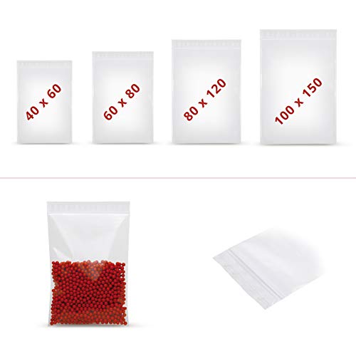 Elke-Plastic Druckverschlussbeutel Set – 400 Polybeutel in 4 Größen (40x60, 60x80, 80x120, 100x150 mm) – Wiederverwendbare Kunststoffbeutel mit Schnellverschluss Elke-Plastic Druckverschlussbeutel Set – 400 Polybeutel in 4 Größen (40x60, 60x80, 80x120, 100x150 mm) – Wiederverwendbare Kunststoffbeutel mit Schnellverschluss von digi marker