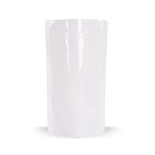 Elke-Plastic Standbodenbeutel weiß 160x270mm 100 Stk. I für Inhalt 750ml I wiederverschließbare Beutel I Aromaschutzverpackung I Druckverschlussbeutel Lebensmittel I Schnellverschlussbeutel von Elke-Plastic