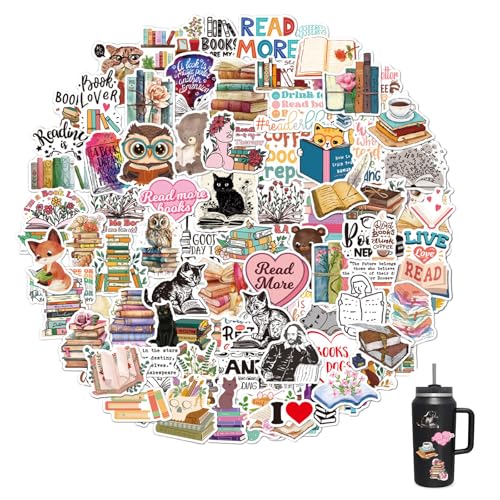 100 Buchaufkleber für Bücher, Wasserflaschen, Laptops, wasserfeste Vinyl-Aufkleber, Aufkleber-Zubehör und Geschenke für Buchliebhaber, geeignet für Kinder, Teenager und Erwachsene 100 Buchaufkleber für Bücher, Wasserflaschen, Laptops, wasserfeste Vinyl-Aufkleber, Aufkleber-Zubehör und Geschenke für Buchliebhaber, geeignet für Kinder, Teenager und Erwachsene von Elkuaie
