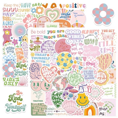 100 Stück Dänische Pastellaufkleber, Bunte Niedliche Aufkleber, Niedliche ästhetische Aufkleber, Motivationsaufkleber Für Notizbuch, Computer, Gitarre, Handy, Kühlschrank von Elkuaie