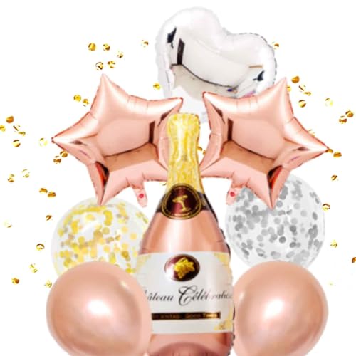 11-teiliges Champagner-Ballon-Set, Aluminiumfolie-Champagnerballons, Champagnerflasche-Aluminiumfolienballons, Geburtstagsballon-Dekoration, geeignet für Hochzeitsdekoration, Geburtstagsfeier 11-teiliges Champagner-Ballon-Set, Aluminiumfolie-Champagnerballons, Champagnerflasche-Aluminiumfolienballons, Geburtstagsballon-Dekoration, geeignet für Hochzeitsdekoration, Geburtstagsfeier von Elkuaie