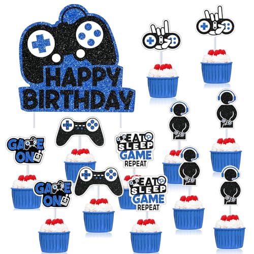 13-teilige Tortenspiel-Themendekorationen, Geburtstagsparty-Dekorationen, Videospiel-Kuchenaufsätze, Cupcake-Aufsätze, Partydekorationen für Jungen und Mädchen 13-teilige Tortenspiel-Themendekorationen, Geburtstagsparty-Dekorationen, Videospiel-Kuchenaufsätze, Cupcake-Aufsätze, Partydekorationen für Jungen und Mädchen von Elkuaie
