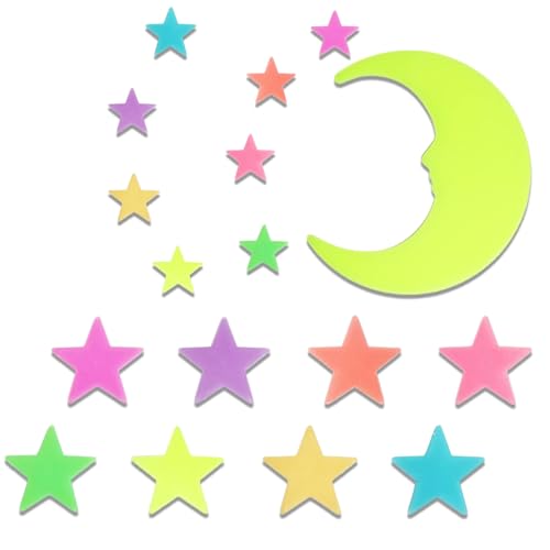 200 Stück leuchtende Sterne, bunte leuchtende Sterne, leuchtende Sterne Kinderzimmer mit Mond, leuchtender Sternenhimmel, leuchtende Sterne im Dunkeln Kunststoff Wandaufkleber für Wanddekoration, Raum 200 Stück leuchtende Sterne, bunte leuchtende Sterne, leuchtende Sterne Kinderzimmer mit Mond, leuchtender Sternenhimmel, leuchtende Sterne im Dunkeln Kunststoff Wandaufkleber für Wanddekoration, Raum von Elkuaie