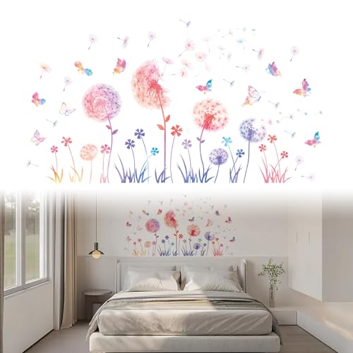 2Pcs Aquarell Löwenzahn Schmetterling Wandaufkleber, Löwenzahn, Blume, Schmetterling Dekoration, Geeignet für weiße Wände, Schränke, Tische und andere glatte Oberflächen, für Zimmer, Kinderzimmer, Woh 2Pcs Aquarell Löwenzahn Schmetterling Wandaufkleber, Löwenzahn, Blume, Schmetterling Dekoration, Geeignet für weiße Wände, Schränke, Tische und andere glatte Oberflächen, für Zimmer, Kinderzimmer, Woh von Elkuaie