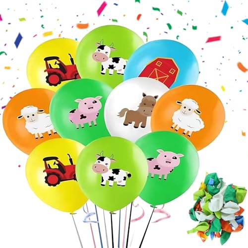 36 Stück 12-Zoll-Luftballons, Bauernhoftier-Luftballons, Schweine-Kuh-Schaf-Latex-Luftballons, Bauernhof-Themenluftballons, Tier-Bauernhaus-Partydekorationen für Kindergeburtstagspartys mit Bauernhoft 36 Stück 12-Zoll-Luftballons, Bauernhoftier-Luftballons, Schweine-Kuh-Schaf-Latex-Luftballons, Bauernhof-Themenluftballons, Tier-Bauernhaus-Partydekorationen für Kindergeburtstagspartys mit Bauernhoft von Elkuaie