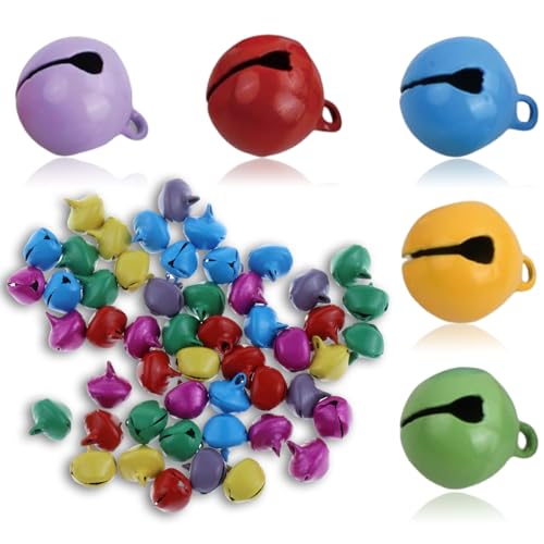 50 Stück Kleine Glöckchen, Kleine Bunte Glöckchen, Kleine Glöckchen mit Löchern, Glockenanhänger, Verwendbar für Bastelarbeiten, Schmuckzubehör, Armbänder, DIY-Kreativität von Elkuaie