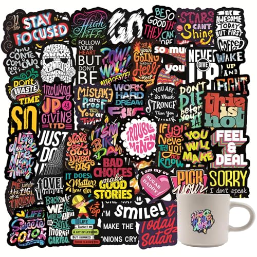 50 motivierende Graffiti-Aufkleber, Aufkleber-Set mit motivierenden Zitaten, wasserfeste Aufkleber für Skateboards, Handys, Autos, Laptops, Sammelalben, Gepäck 50 motivierende Graffiti-Aufkleber, Aufkleber-Set mit motivierenden Zitaten, wasserfeste Aufkleber für Skateboards, Handys, Autos, Laptops, Sammelalben, Gepäck von Elkuaie
