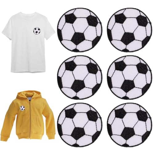 6 bestickte Patches, Fußball Stickapplikationen, Fußball Bügelflicken, Bügelbilder mit Fußballmuster für Kleidung, Jeans, Jacken, Rucksäcke 6 bestickte Patches, Fußball Stickapplikationen, Fußball Bügelflicken, Bügelbilder mit Fußballmuster für Kleidung, Jeans, Jacken, Rucksäcke von Elkuaie