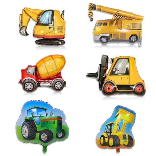 6er-Pack Bagger-Ballon-Set, Gabelstapler-Folienballons, Kran-Ballons, Zement-LKW-Ballons, Traktor-Bulldozer-Ballon-Dekoration, Fahrzeug-Themen-Dekorationsballons, Kindergeburtstag, Baufahrzeug-Dekorat 6er-Pack Bagger-Ballon-Set, Gabelstapler-Folienballons, Kran-Ballons, Zement-LKW-Ballons, Traktor-Bulldozer-Ballon-Dekoration, Fahrzeug-Themen-Dekorationsballons, Kindergeburtstag, Baufahrzeug-Dekorat von Elkuaie