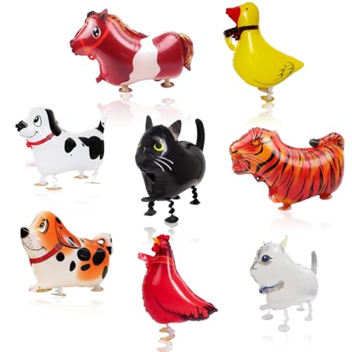 8er-Pack Tier-Walking-Luftballons, Bauernhof-Tier-Ballon-Dekoration, niedliche Tier-Ballon-Dekoration, Folien-Tier-Luftballons, geeignet für Kinder-Party-Dekoration, Geburtstags-Dekoration 8er-Pack Tier-Walking-Luftballons, Bauernhof-Tier-Ballon-Dekoration, niedliche Tier-Ballon-Dekoration, Folien-Tier-Luftballons, geeignet für Kinder-Party-Dekoration, Geburtstags-Dekoration von Elkuaie