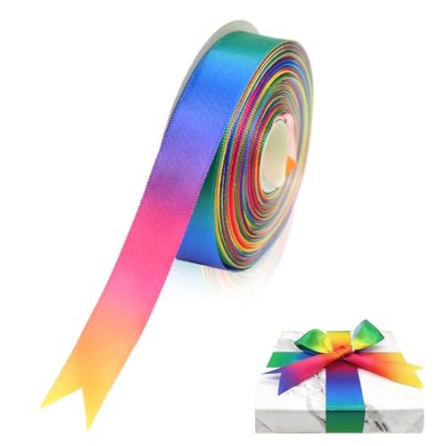Band Regenbogen 2cm x 22m, Regenbogen Geschenk Band Gradient Band, Craft Satin Geschenk Band, Polyester Stoff Band, Regenbogen Gradient Band Band Regenbogen 2cm x 22m, Regenbogen Geschenk Band Gradient Band, Craft Satin Geschenk Band, Polyester Stoff Band, Regenbogen Gradient Band von Elkuaie