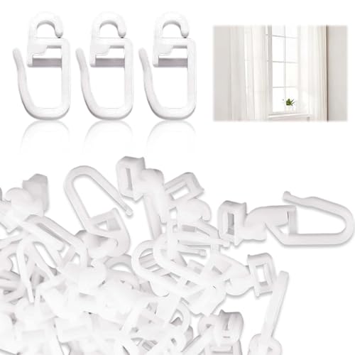 Elkuaie 100 Stück Vorhanghaken, weiße Vorhangschienen, Vorhangrollen, Balkonrollen, geeignet für Esszimmer, Schlafzimmer, Wohnzimmer, Hotel Elkuaie 100 Stück Vorhanghaken, weiße Vorhangschienen, Vorhangrollen, Balkonrollen, geeignet für Esszimmer, Schlafzimmer, Wohnzimmer, Hotel von Elkuaie