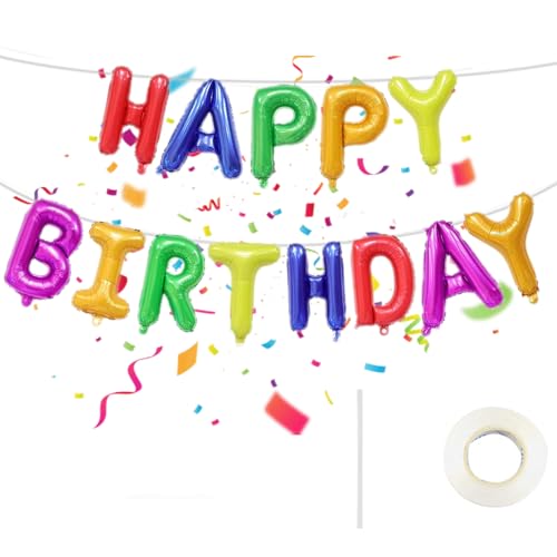 Happy Birthday Banner Luftballons, 40,6 cm, Folienballon Happy Birthday Banner, bunte Happy Birthday Luftballons für Mädchen Jungen Geburtstag Party Dekoration Happy Birthday Banner Luftballons, 40,6 cm, Folienballon Happy Birthday Banner, bunte Happy Birthday Luftballons für Mädchen Jungen Geburtstag Party Dekoration von Elkuaie