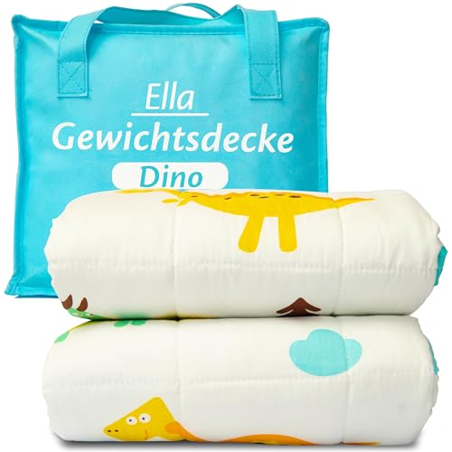 Ella Gewichtsdecke Kinder 3,2 kg 100x150 cm - Therapiedecke, für Stressabbau & Angstzustände, Hypoallergene Glasperlen, weiche & kühlende Baumwoll- Außenschicht, für Kinder von 25-40 kg - Dino Ella Gewichtsdecke Kinder 3,2 kg 100x150 cm - Therapiedecke, für Stressabbau & Angstzustände, Hypoallergene Glasperlen, weiche & kühlende Baumwoll- Außenschicht, für Kinder von 25-40 kg - Dino von Ella