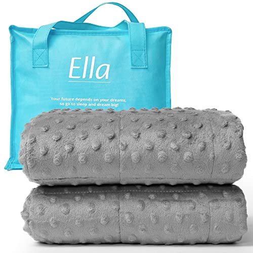 Ella Gewichtsdecke Kinder 3,2 kg 100x150 cm - Therapiedecke, für Stressabbau & Angstzustände, Hypoallergene Glasperlen, weiche & kühlende Baumwoll- Außenschicht, für Kinder von 25-40 kg - Grau Minky von Ella