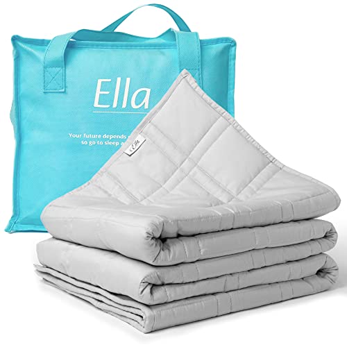 Ella Kinder Gewichtsdecke 4,5 kg 100x170 cm - Therapiedecke, für Stressabbau & Angstzustände, Hypoallergene Glasperlen, weiche & kühlende Baumwoll- Außenschicht, für Kinder von 40-60 kg - Baumwolle von Ella