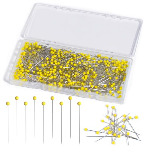 500 Stück Quiltnadeln, 4,4 cm, gerade Nadeln mit gelbem Glaskugelkopf, Edelstahl-Schneidernadeln zum Nähen, Stoff, Handwerk, Schmuckherstellung, DIY-Projekte 500 Stück Quiltnadeln, 4,4 cm, gerade Nadeln mit gelbem Glaskugelkopf, Edelstahl-Schneidernadeln zum Nähen, Stoff, Handwerk, Schmuckherstellung, DIY-Projekte von EllaYIDOI