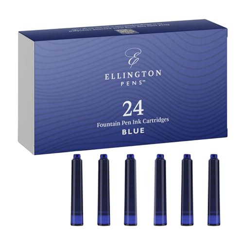 ELLINGTON PENS Blaue Füllfederhalter-Tintenpatronen, 24 Stück, blaue Patronen in internationaler Standardgröße, Premium-Qualität und ungiftig, langlebige Tinte ELLINGTON PENS Blaue Füllfederhalter-Tintenpatronen, 24 Stück, blaue Patronen in internationaler Standardgröße, Premium-Qualität und ungiftig, langlebige Tinte von Ellington Pens