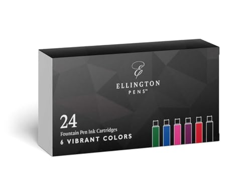 ELLINGTON PENS Vibrant Füllfederhalter-Tintenminen, 6 Farben, internationale Standardgröße, Premium-Qualität und ungiftig, langlebige Tinte, 24 Stück, 24 Blau ELLINGTON PENS Vibrant Füllfederhalter-Tintenminen, 6 Farben, internationale Standardgröße, Premium-Qualität und ungiftig, langlebige Tinte, 24 Stück, 24 Blau von Ellington Pens