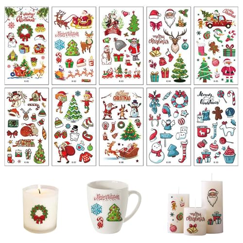 Ellxen 10 Stück Kerzentattoos Weihnachten Deko,Kerzentattoos,Bunt Weihnachten Tattoofolie Sticker,Wasserschiebefolie Kerzen,Für DIY Tasse Kerze Weihnachten Geschenk für Kerzen/Keramik Ellxen 10 Stück Kerzentattoos Weihnachten Deko,Kerzentattoos,Bunt Weihnachten Tattoofolie Sticker,Wasserschiebefolie Kerzen,Für DIY Tasse Kerze Weihnachten Geschenk für Kerzen/Keramik von Ellxen