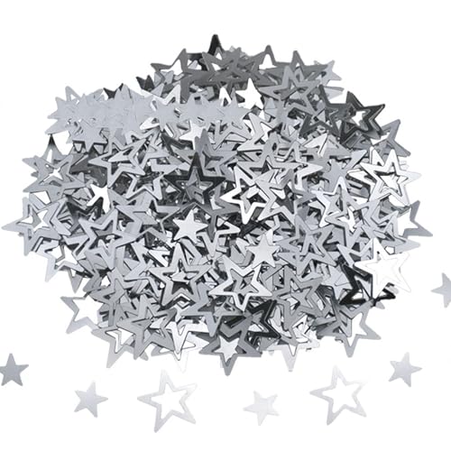 Ellxen 15g Stern Konfetti,Metallfolie Sterne Konfetti Pailletten,Sterne Glitzer Pailletten,Metallfolie Sterne für Hochzeit Party Dekoration,Neujahrsdeko Luftschlangen für Karneval Party(Silber) von Ellxen