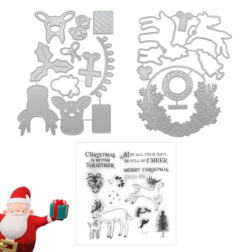 Ellxen 2 PCS Silikon Klar Stempel, 2024 Weihnachten Metall Schneide &Stempel Set,DIY Scrapbooking Kunsthandwerk, für DIY Geburtstage Scrapbooking Kunst Handwerk Supplies Stamping Ellxen 2 PCS Silikon Klar Stempel, 2024 Weihnachten Metall Schneide &Stempel Set,DIY Scrapbooking Kunsthandwerk, für DIY Geburtstage Scrapbooking Kunst Handwerk Supplies Stamping von Ellxen