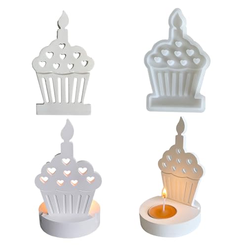 Ellxen Silikonformen Gießformen Kerzenhalter,Kerzenform für Geburtstagskuchen,3D Silikon Beton Gießform,DIY Silikon Silikonform Einschieber,Teelichter, für Heimdekoration(Einsatz - Kuchen) von Ellxen