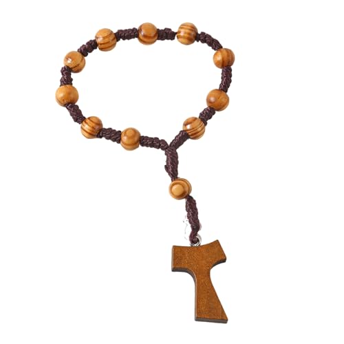 8 mm Holz-Rosenkranz mit traditionellen Kreuzen für Zuhause und draußen, ästhetische Holzmaserung, Rosenkranz von Elnwnnkc