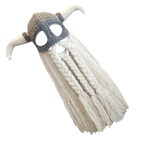 Elnwnnkc Handgehäkelte Kopfbedeckung, Hut für Party, Strick, Hornbart-Pullover, randlose Mützen für Mottoparty, Halloween, Kopfbedeckung Elnwnnkc Handgehäkelte Kopfbedeckung, Hut für Party, Strick, Hornbart-Pullover, randlose Mützen für Mottoparty, Halloween, Kopfbedeckung von Elnwnnkc