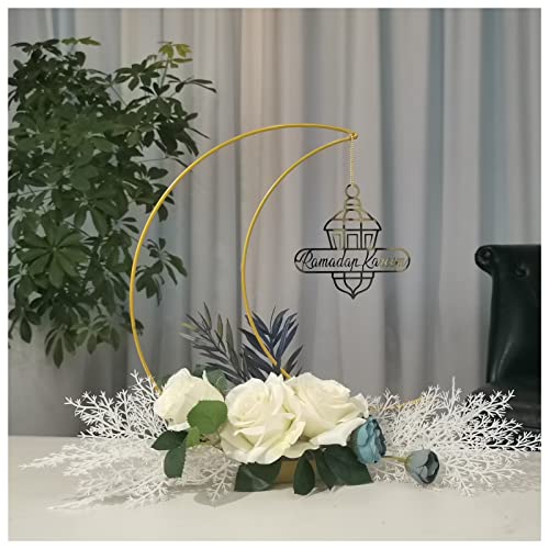 ElodieAu Ramadan Kareem Dekorationen, Mondförmige Kränze, Tischdekoration mit Schlossschild, Eid Ramadan Mubarak Metallringe Blumen-Heimornamente, für Schreibtisch, Kamin, Schlafzimmer, Partyzubehör ElodieAu Ramadan Kareem Dekorationen, Mondförmige Kränze, Tischdekoration mit Schlossschild, Eid Ramadan Mubarak Metallringe Blumen-Heimornamente, für Schreibtisch, Kamin, Schlafzimmer, Partyzubehör von ElodieAu