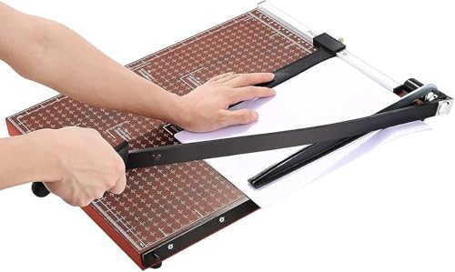 Papierschneider A4-B7,300mm Schnittlänge Guillotine Papierschneider für Karton Metallbasis mit Sicherheitsklingenverriegelung und Dual-Führung, 12 Blatt Kapazität, für Zuhause (Bräunlichrot) von Eloklem