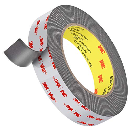 Elover Doppelseitiges Klebeband, 4,8 m x 24 mm, wasserdicht, VHB-Schaumstoff-Klebeband für Auto-Dekoration von Elover